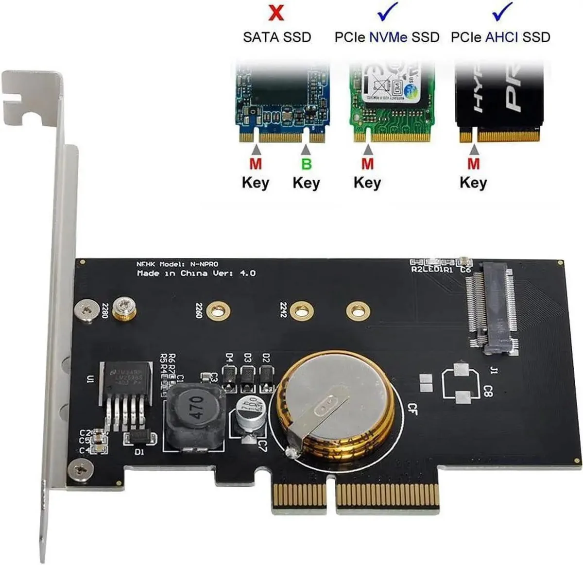 SMUGDESK SMUGDESK PCIe 3.0 x4 to M.2 M-Key 80 mm NVMe Adapter with 4.0F Super Capacitor — product photo