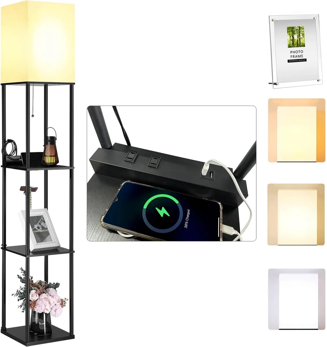 TUKO TUKO LED Floor Lamp with Shelves 3 Colour Temperatures Black — product photo