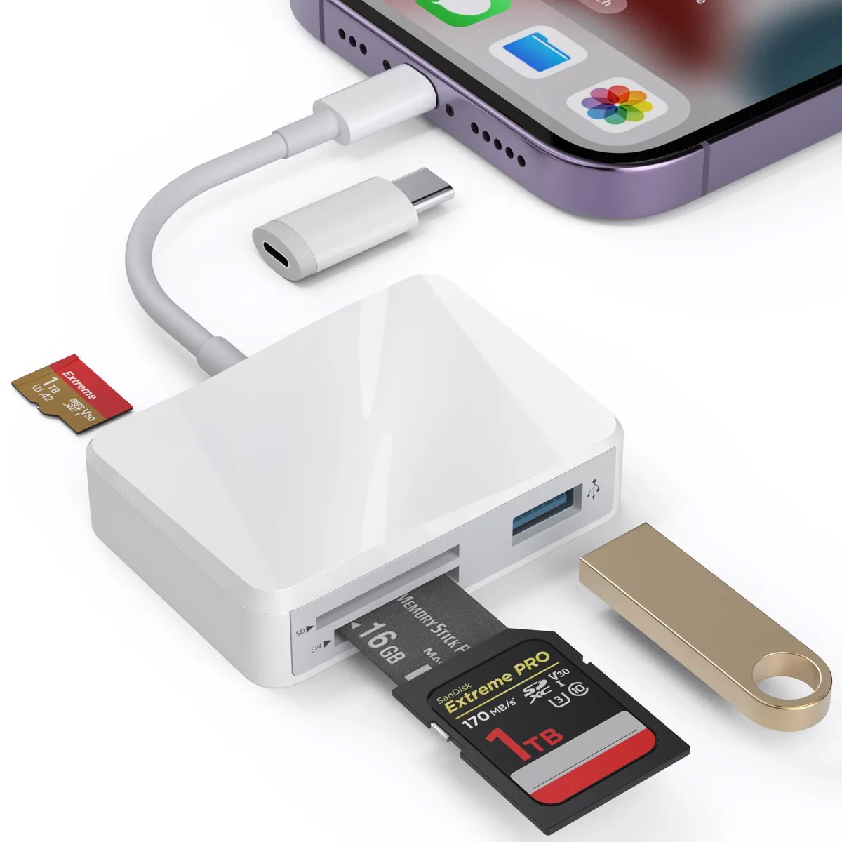 SD Card Reader RFID USB-C Lightning Dual Slot Portable 0.041kg — product photo