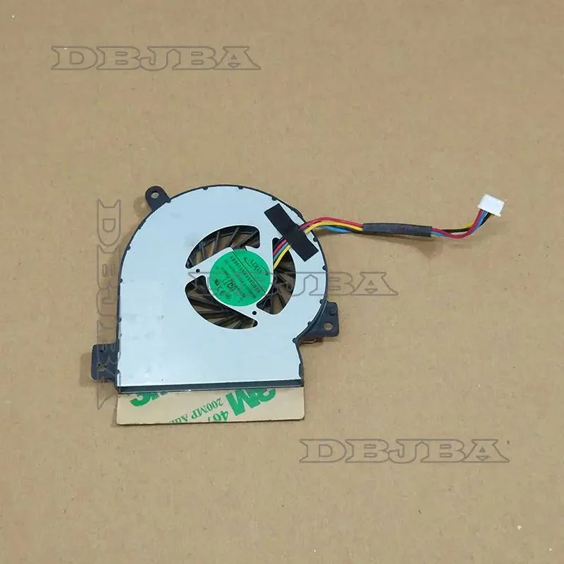 Small black laptop cooling fan with plastic housing and wire connector