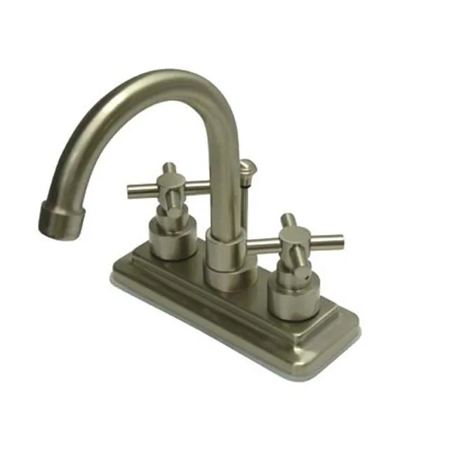 KINGSTON BRASS KINGSTON BRASS KS8668EX twin lever centreset lavatory faucet satin metal — product photo