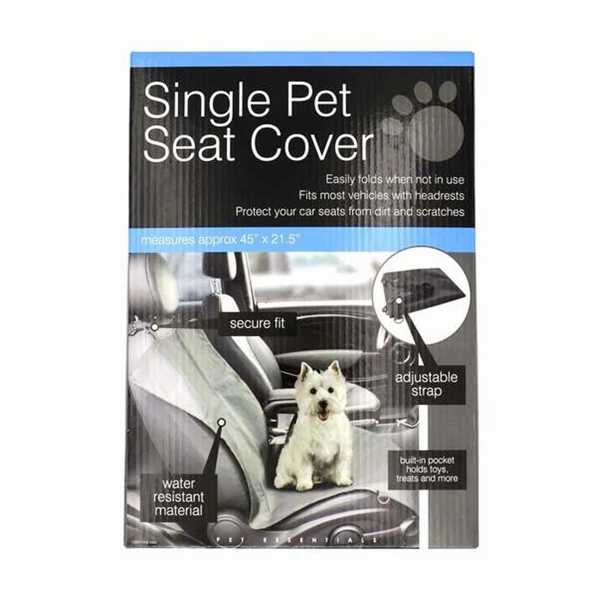 Kole Imports Kole Imports Water-Resistant Pet Seat Cover Black 45" x 21.5 — product photo