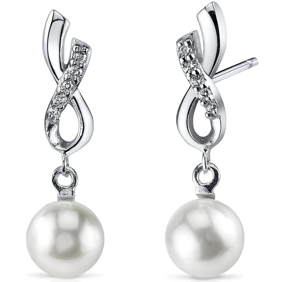 Oravo Oravo Dangling Ribbon 6.5mm Freshwater Cultured Pearl Earrings Sterling Silver — product photo