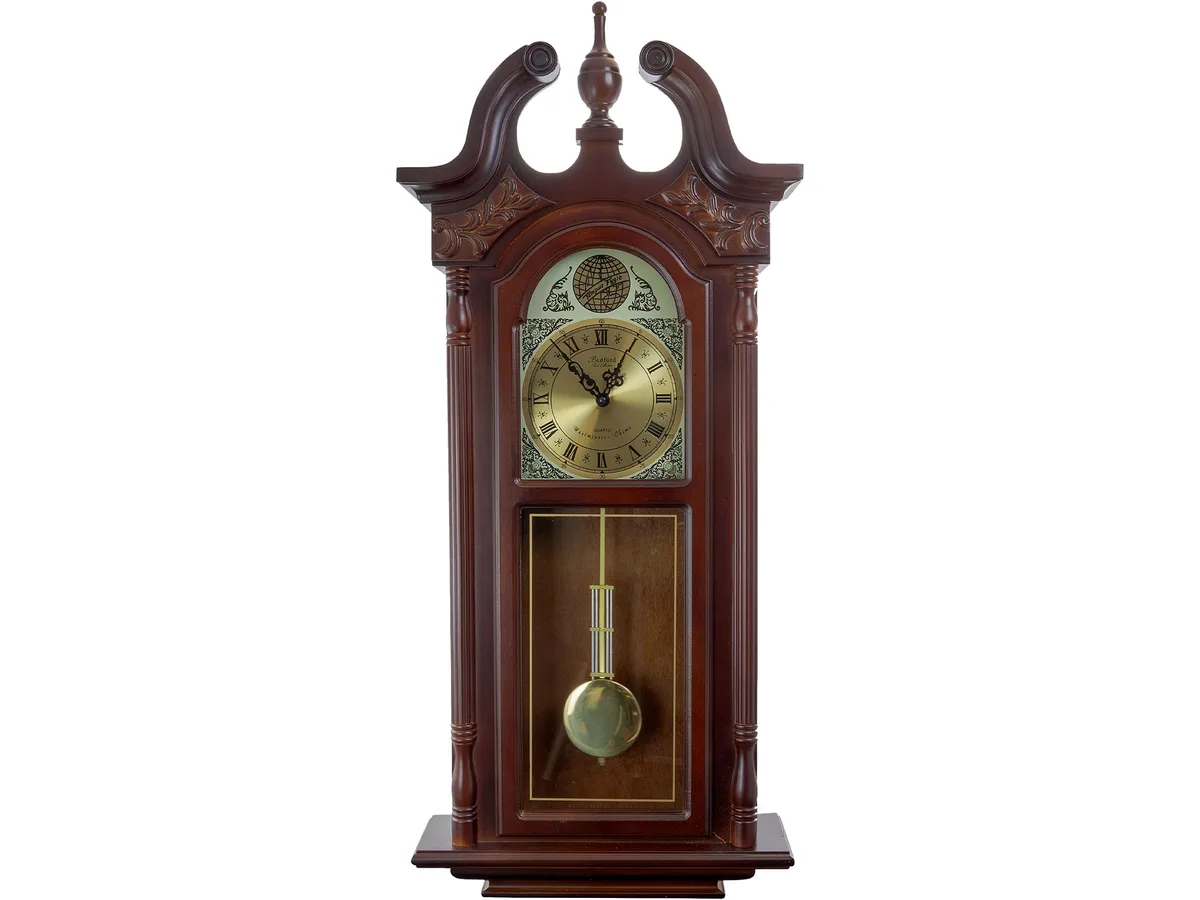 Bedford Clock Collection Bedford Clock Collection BED-7710 38" Chiming Pendulum Wall Clock Cherry Oak — product photo