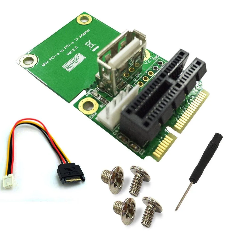 Vszerda Vszerda PCI-E 1x to Half/Full Mini PCI-E Adapter with 4-Pin SATA Power Cable — product photo
