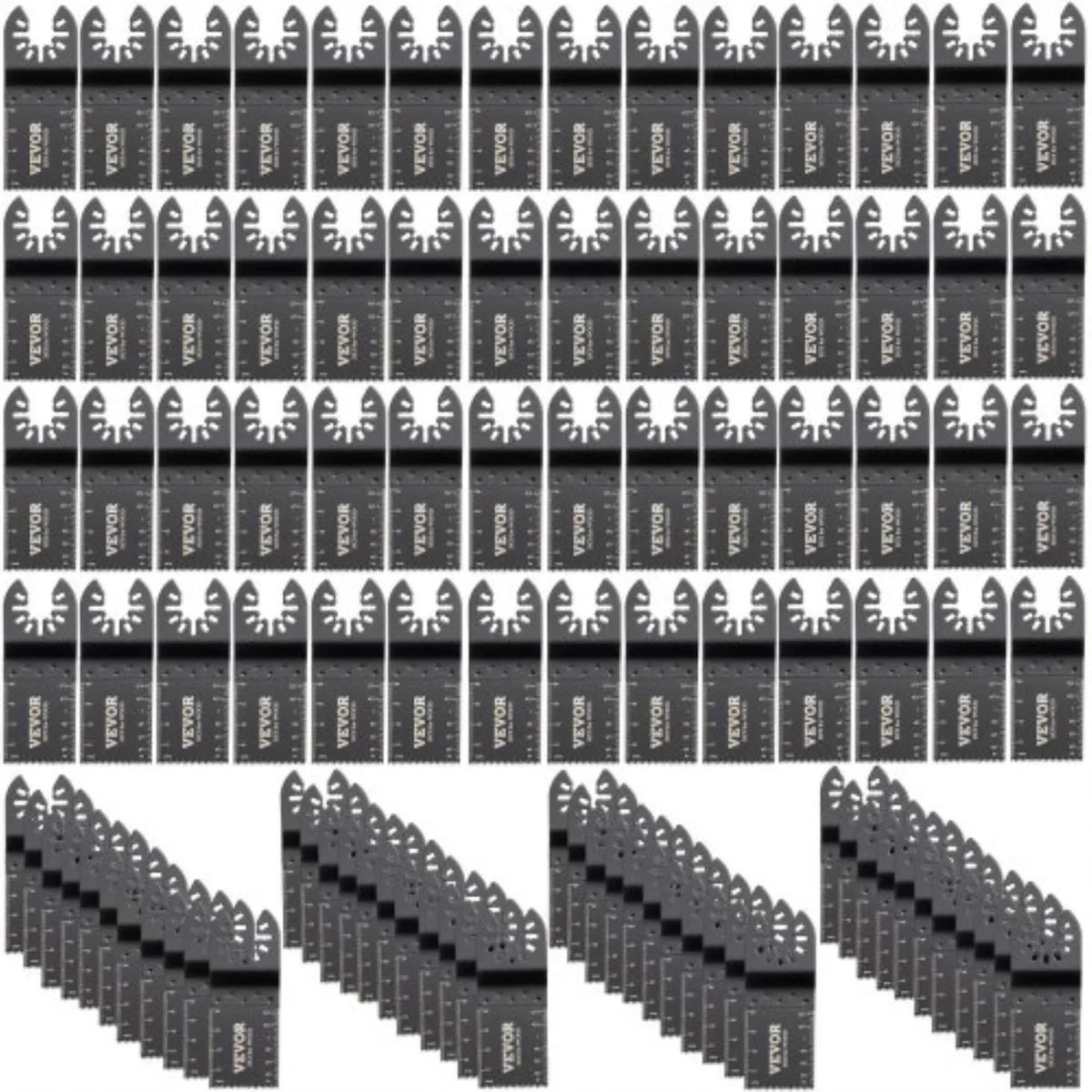 Boxed set of 100 oscillating multitool blades with quick-release shanks