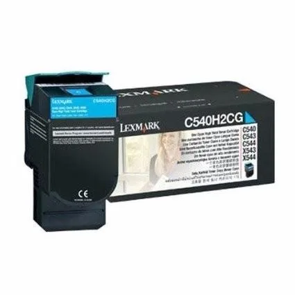 Lexmark C540H2CG cyan toner cartridge, rectangular boxed unit, new condition