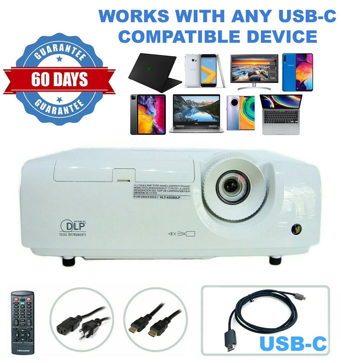 Mitsubishi Mitsubishi XD280U DLP business projector Professional Streaming USB-C 3000 lumens 1024x768 — product photo