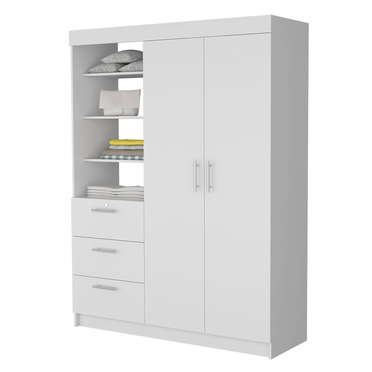 FM FURNITURE FM FURNITURE Tempe Armoire 2-Door 3-Drawer White 79x59x20 — product photo