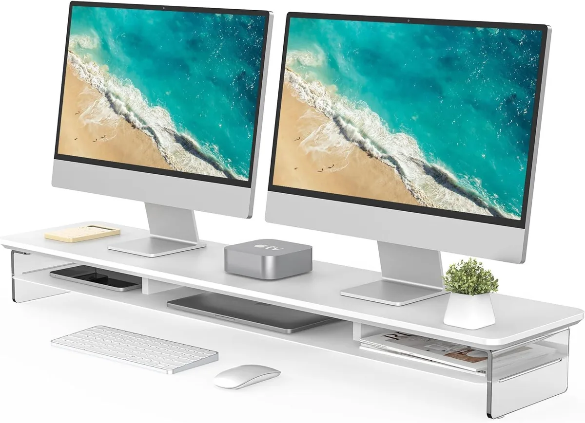 PISKEKAT PISKEKAT Acrylic Monitor Stand Riser 42.5in 2 Tier Server Rack — product photo