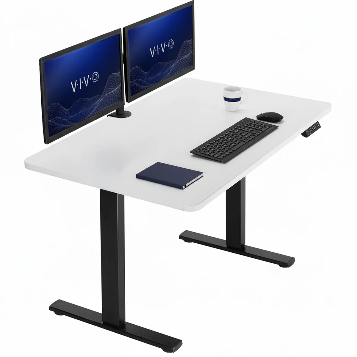 VIVO VIVO Electric 48" x 30" Standing Desk White Top Black Frame — product photo