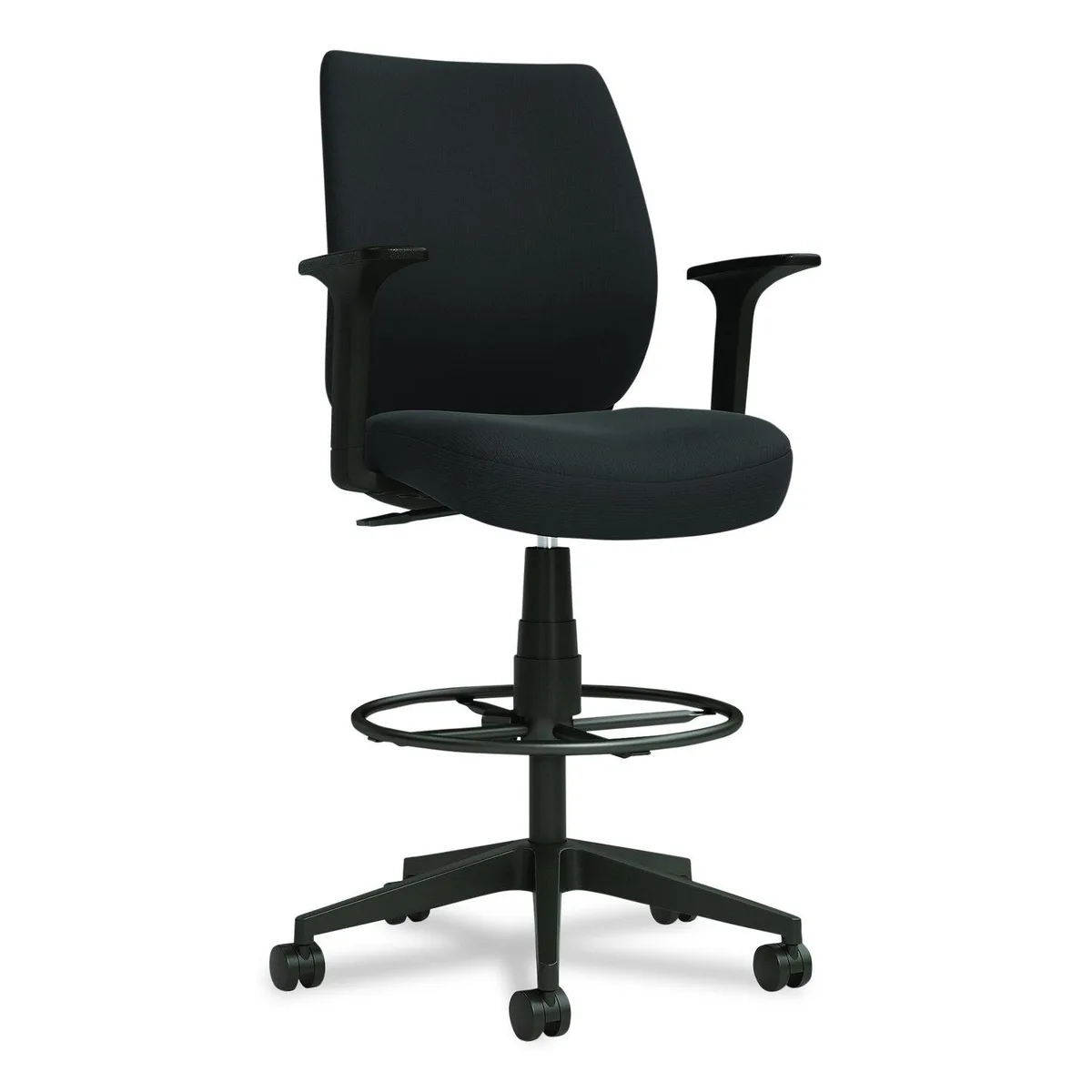 Alera Alera ALEWX4614 drafting stool, black, 27.95-33.66 seat height, 275 lb capacity — product photo