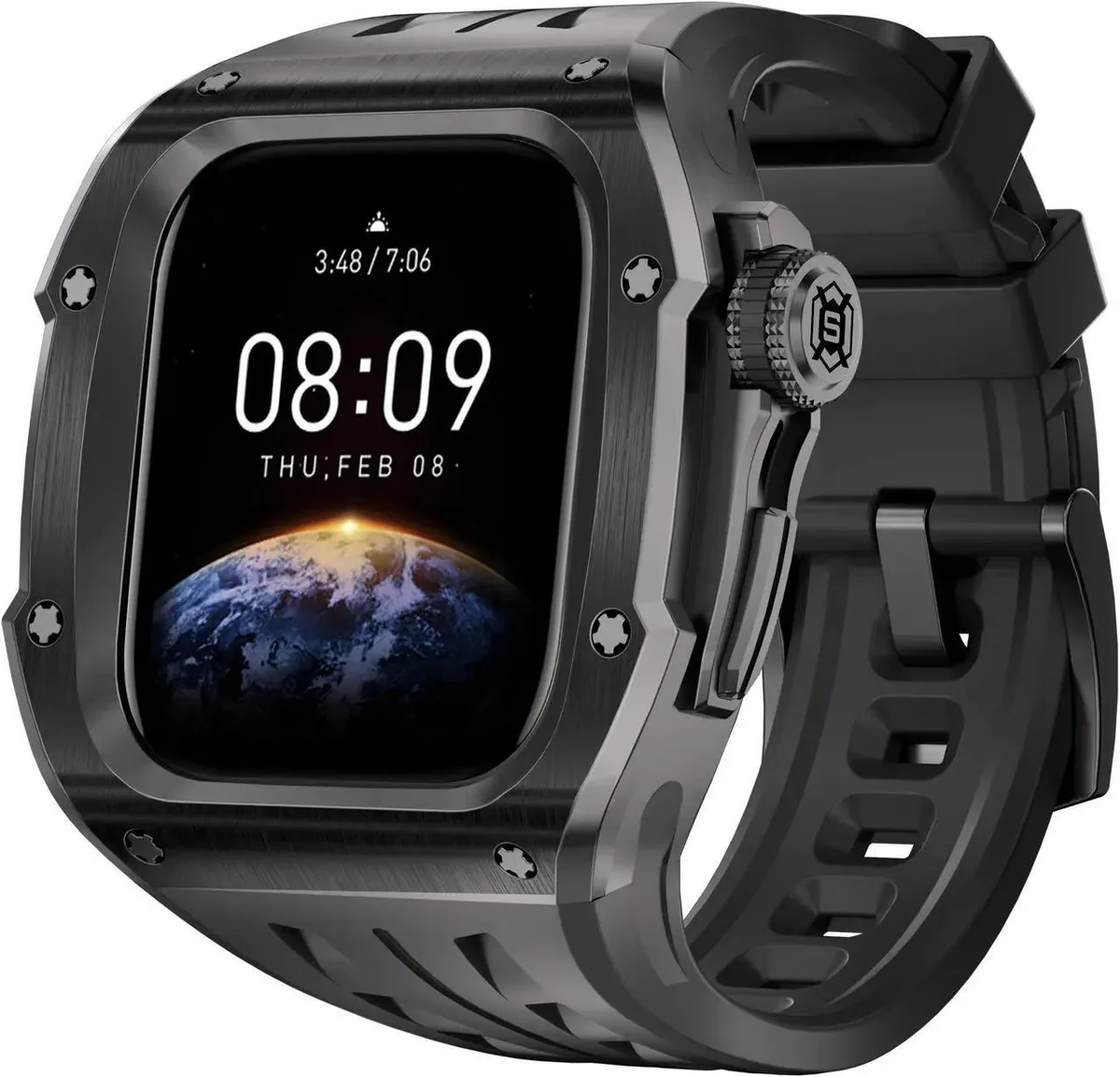 SMUGDESK SMUGDESK Apple Watch Series 10 46mm Stainless Steel Case with Silicone Band Black — product photo
