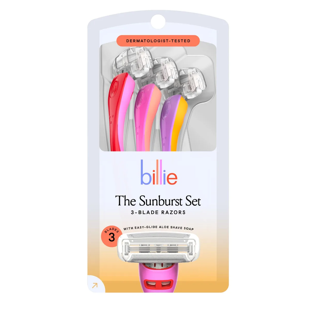 Three white disposable razors with matte rubber handles and pivoting heads