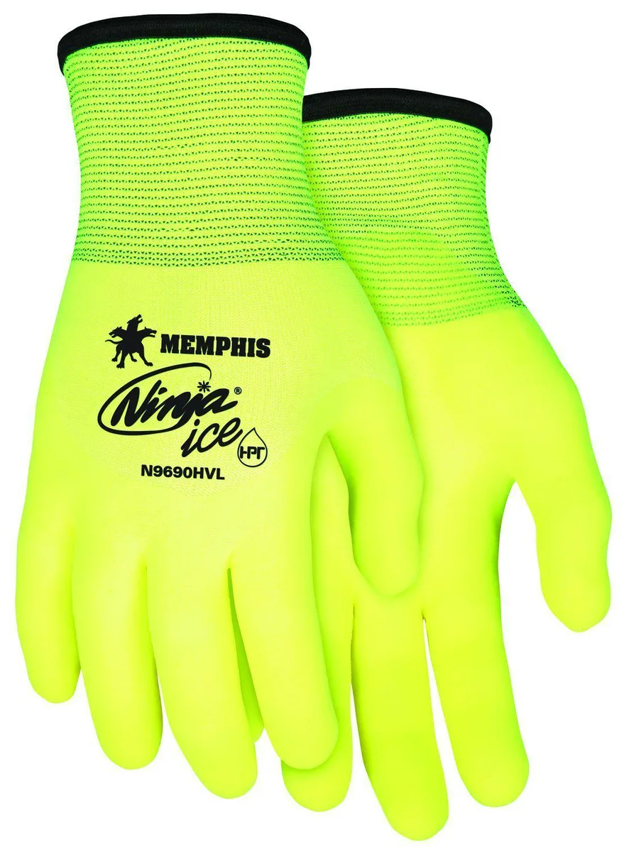 MCR Safety MCR Safety N9690HVM Ninja Ice Hi-Vis 15 Gauge Lime Nylon Gloves Medium personal protective equipment — product photo