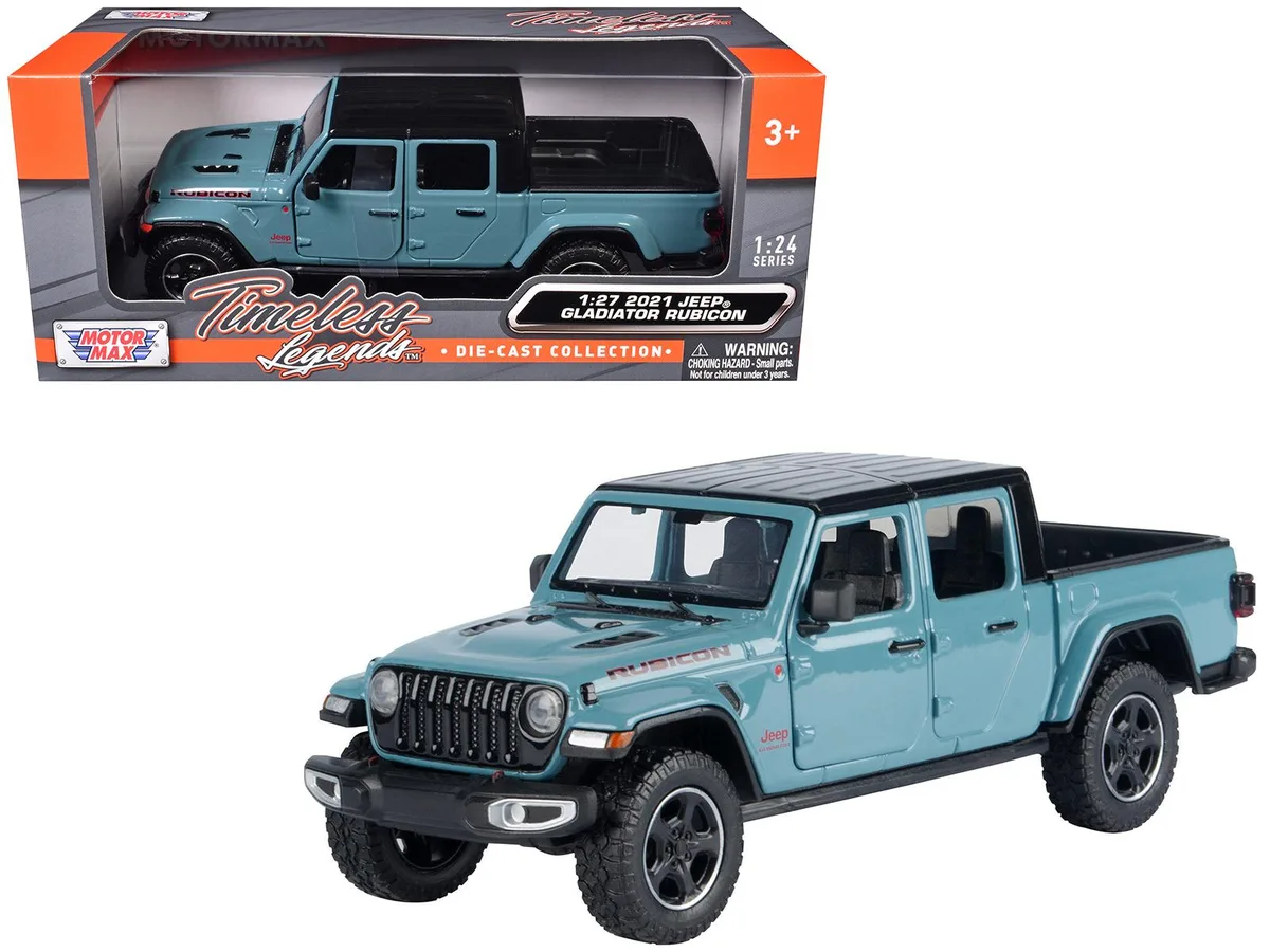 MOTORMAX MOTORMAX 2021 Jeep Gladiator Rubicon Closed Top 1/27 Diecast Truck Blue Black Top — product photo