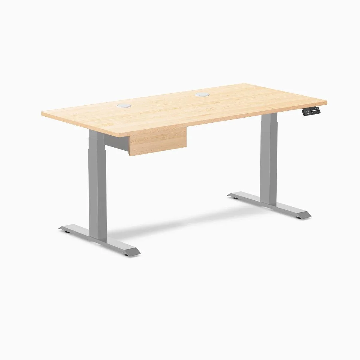 Desky Desky Dual Hardwood Standing Desk With Drawer Maple 60 x 30 inches Grey — product photo