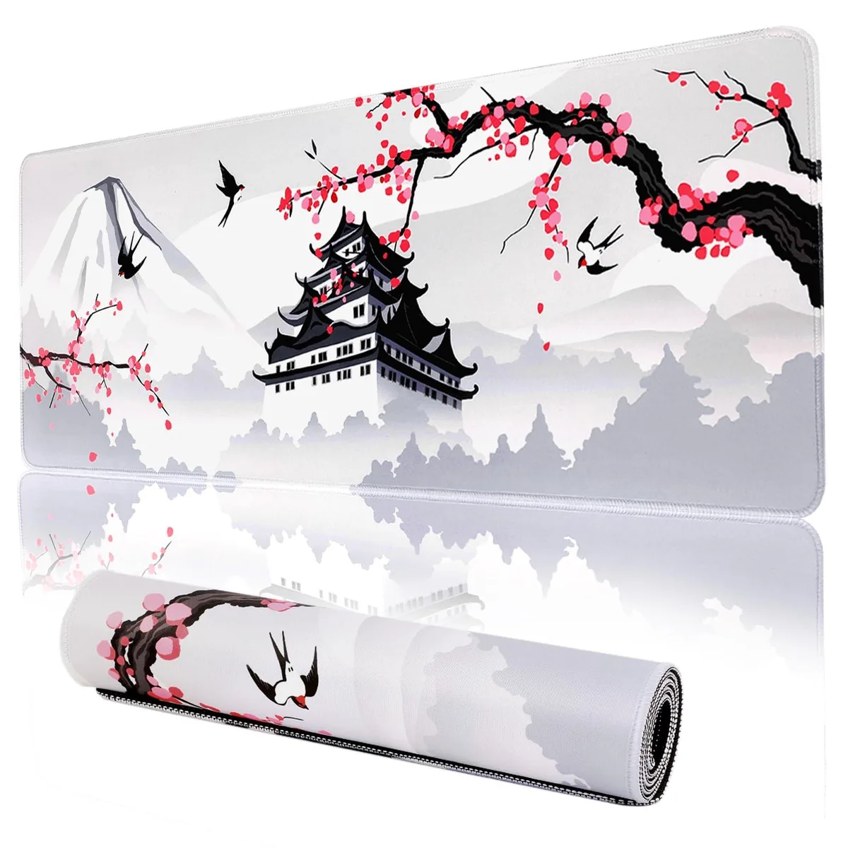  MEWOOCUE Japanese Cherry Blossom Mouse Pad 31.5x11.8in — product photo