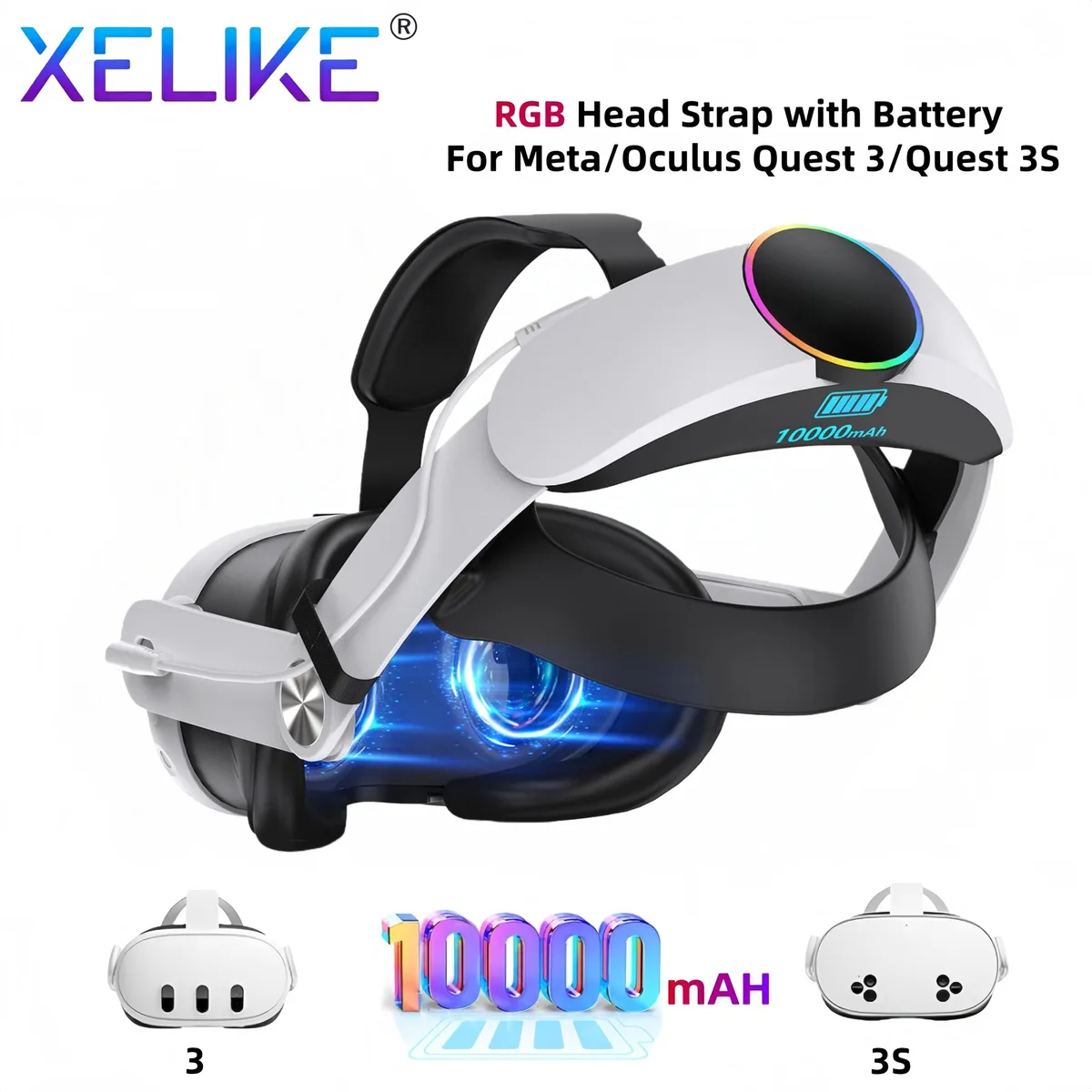 XELIKE XELIKE ZLK-VRQ8L-3 10000mAh RGB Head Strap vr accessory — product photo
