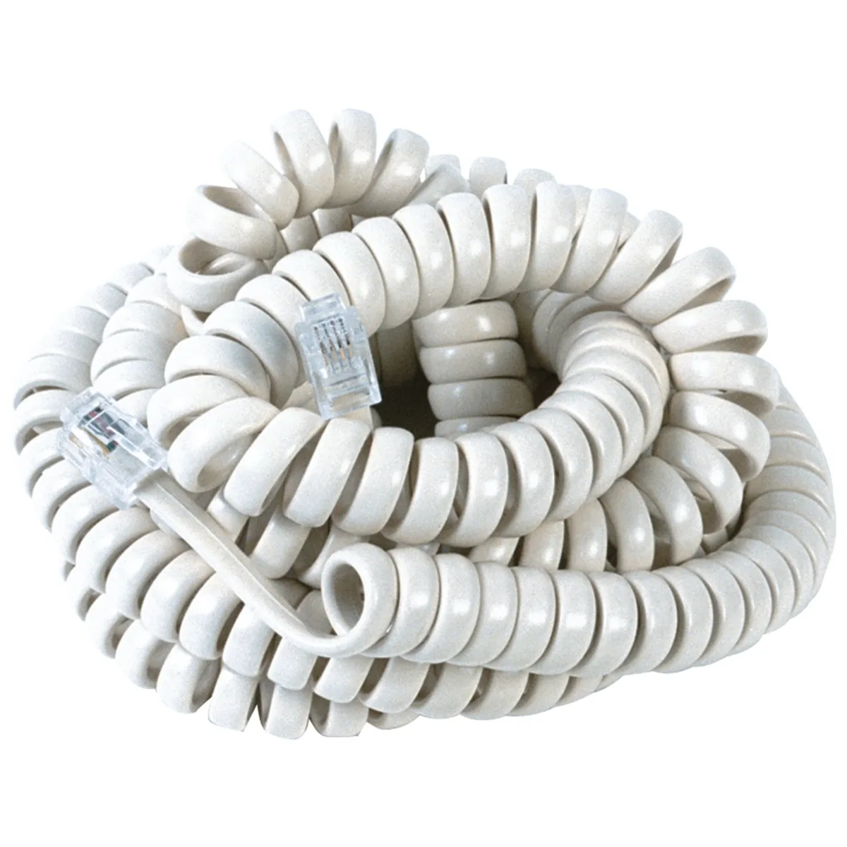 White coiled handset cord 25 ft extended length