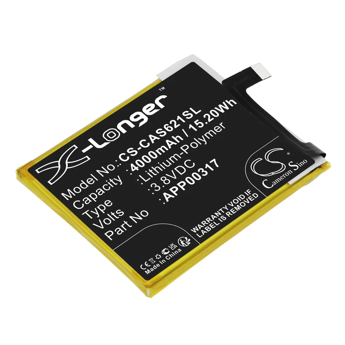 Cameron &amp; Co Cameron &amp; Co DS-CS-CAS621SL 3.8V 4000mAh Li-Polymer cell phone battery — product photo