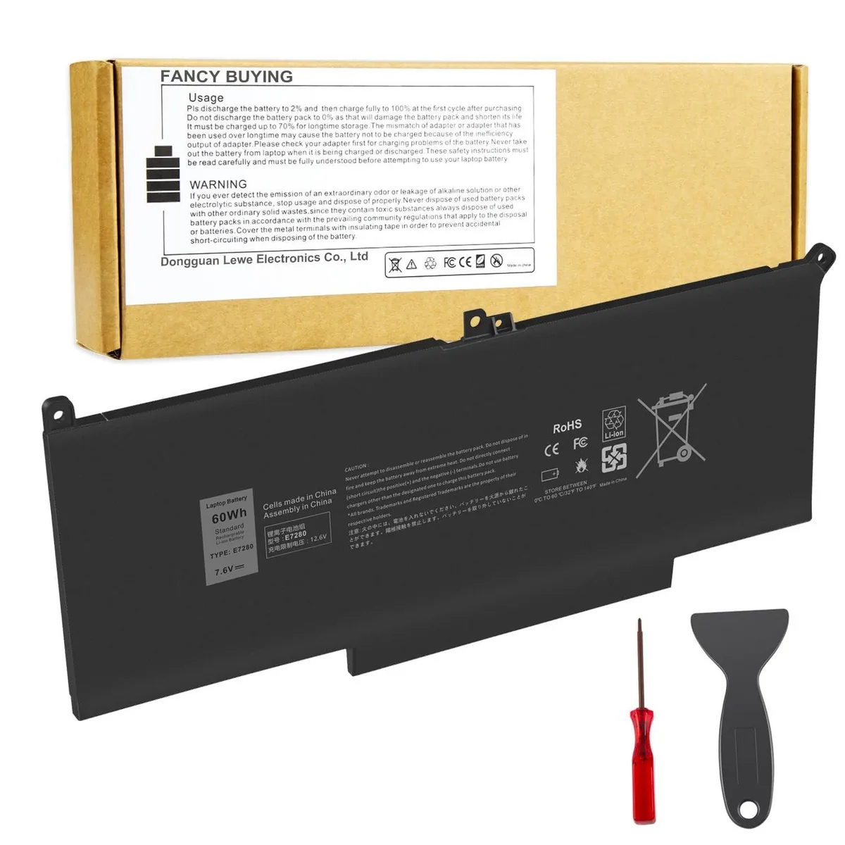 ARCTIC ARCTIC 60Wh 7.6V Li-ion 6-cell battery for Dell Latitude 7280 7290 7380 7390 7480 7490 — product photo