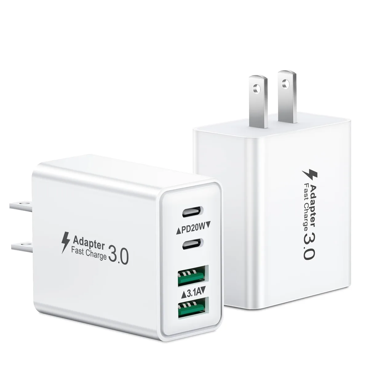 KOUEMGI PD3601 40W 4-Port USB-C Charger 2-Pack White — product photo