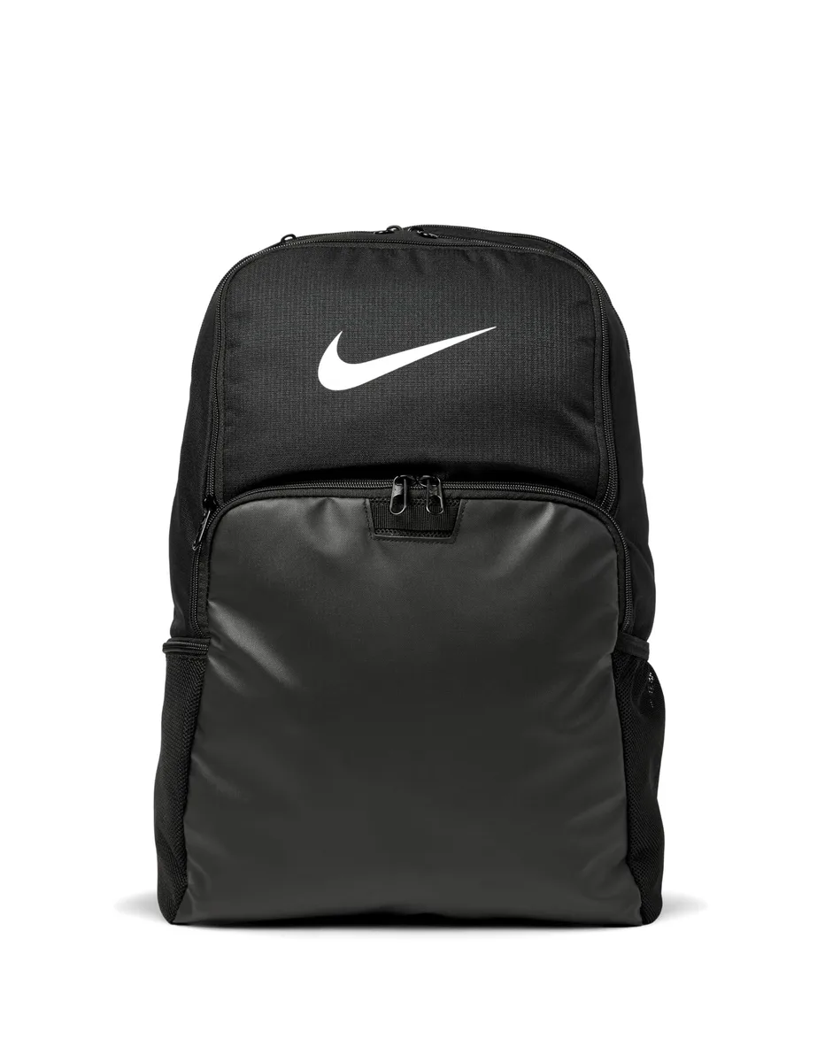Black 30L Nike Brasilia 9.5 training backpack with white accents