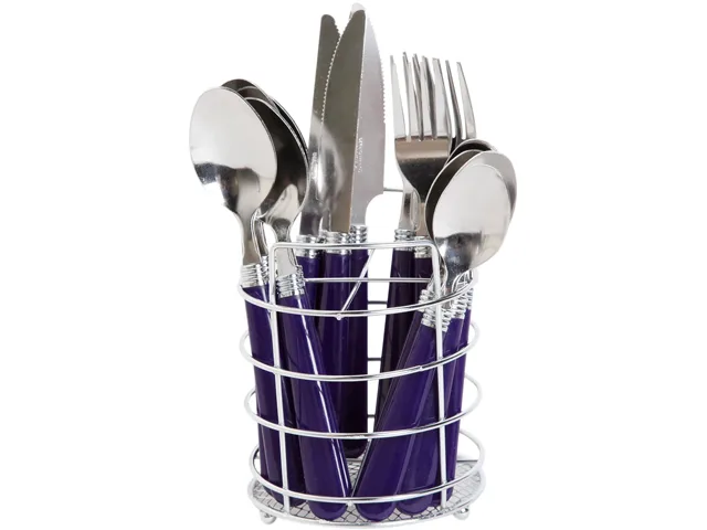 Gibson Gibson 53528.16 Sensations II 16-piece flatware set, blue, wire caddy — product photo