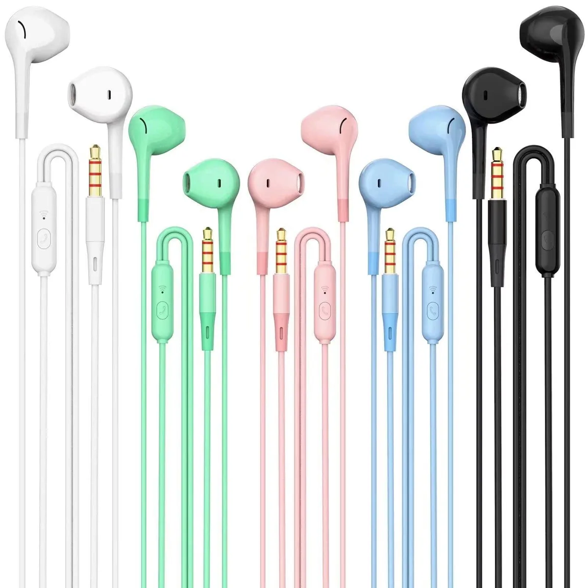 No Sew No Sew EJ-1 Wired In-Ear Earbuds 5-Pack 3.5mm Mixed Colors — product photo