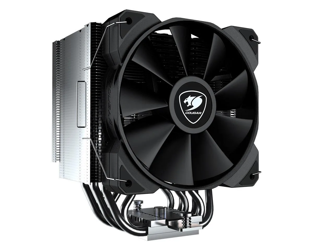 Single tower CPU cooler with nickel-plated copper base, six heat pipes and 120 mm fan