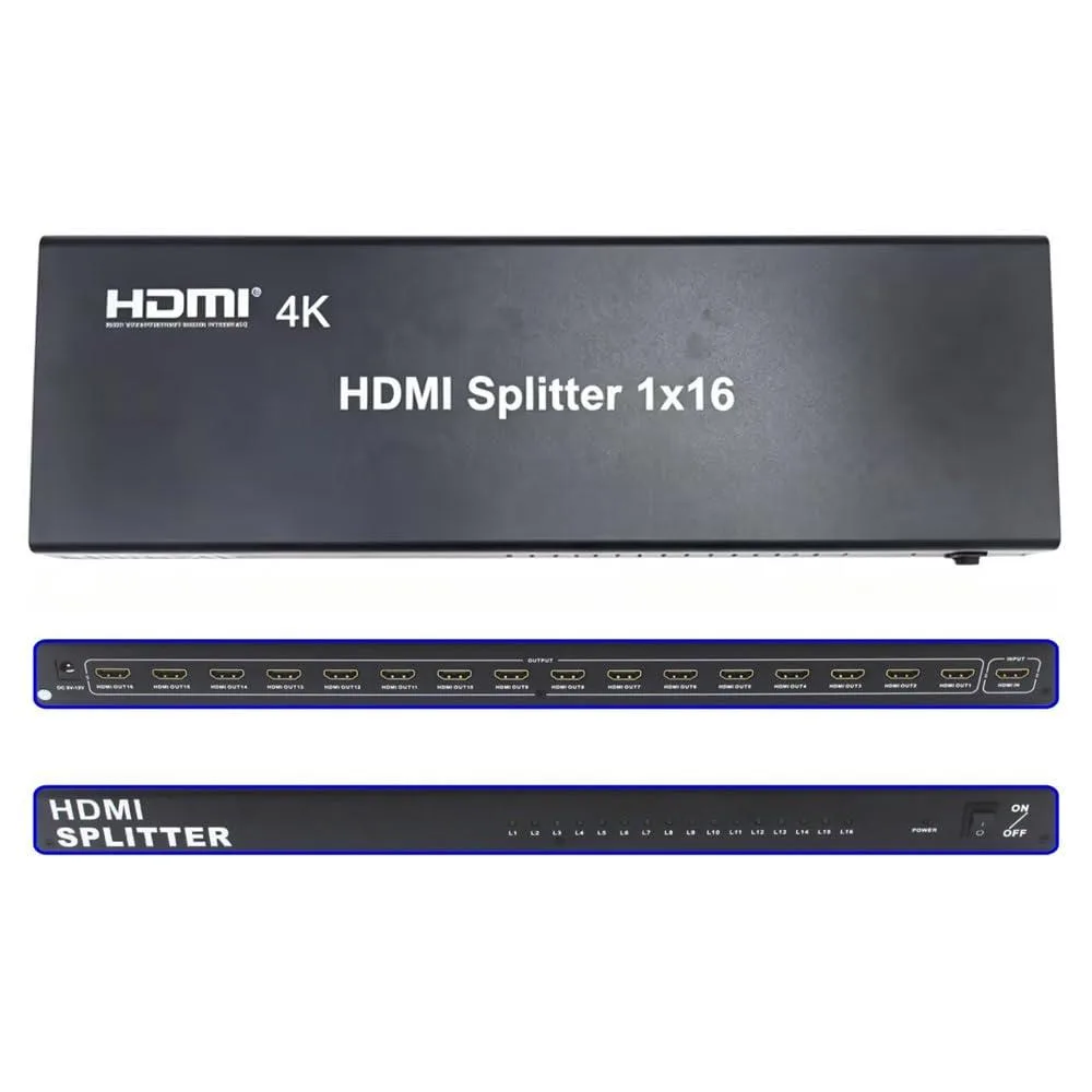 WRIARICH WRIARICH HDMI Splitter 1x16 4K 30Hz HDMI 1.4b Black — product photo