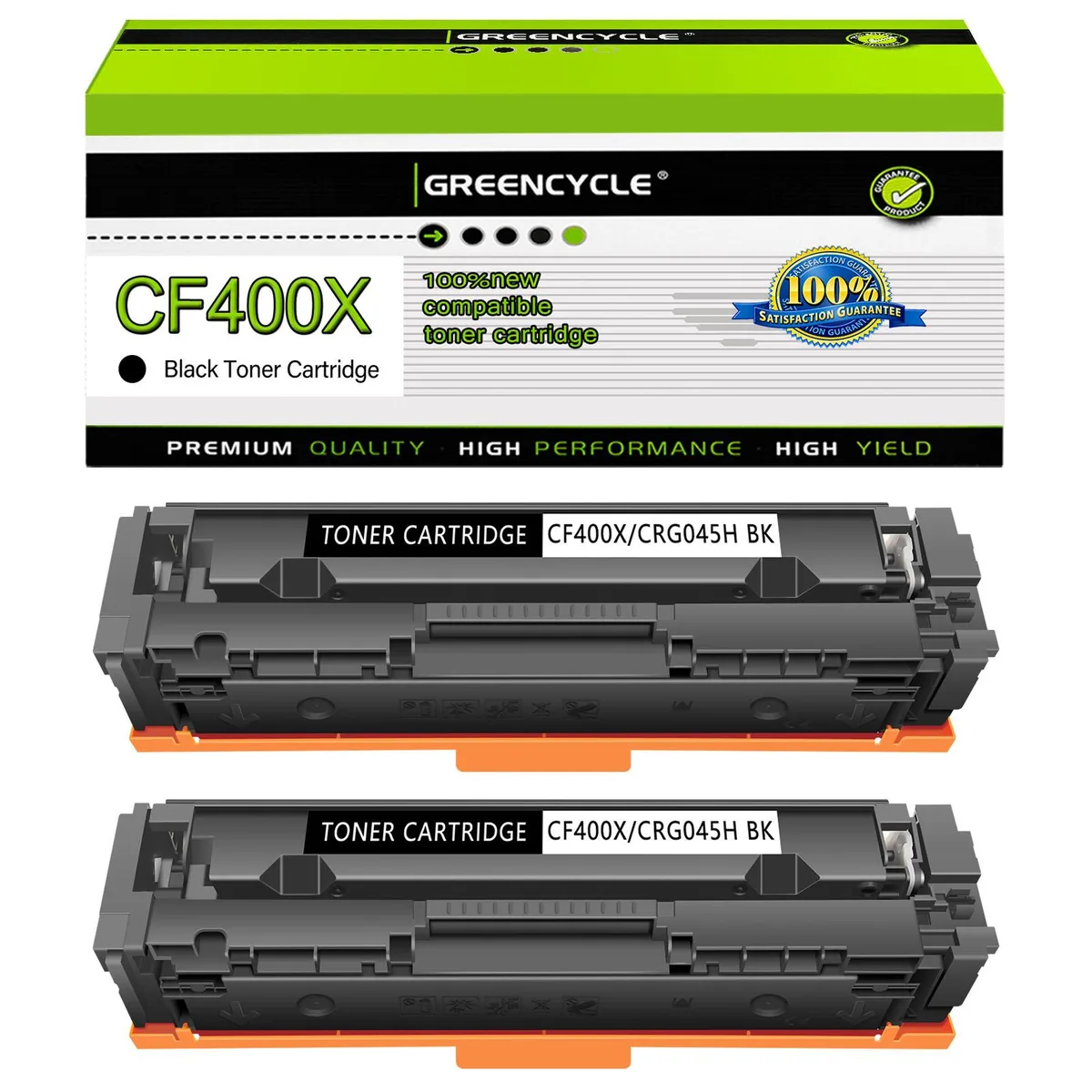 GREENCYCLE GREENCYCLE CF400X 201X Black Toner Cartridge 2 Pack 2800 Pages — product photo