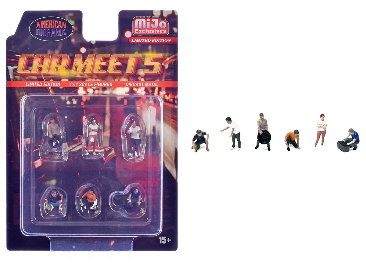 American Diorama American Diorama Car Meet 5 6-Piece Figure Set 1/64 — product photo