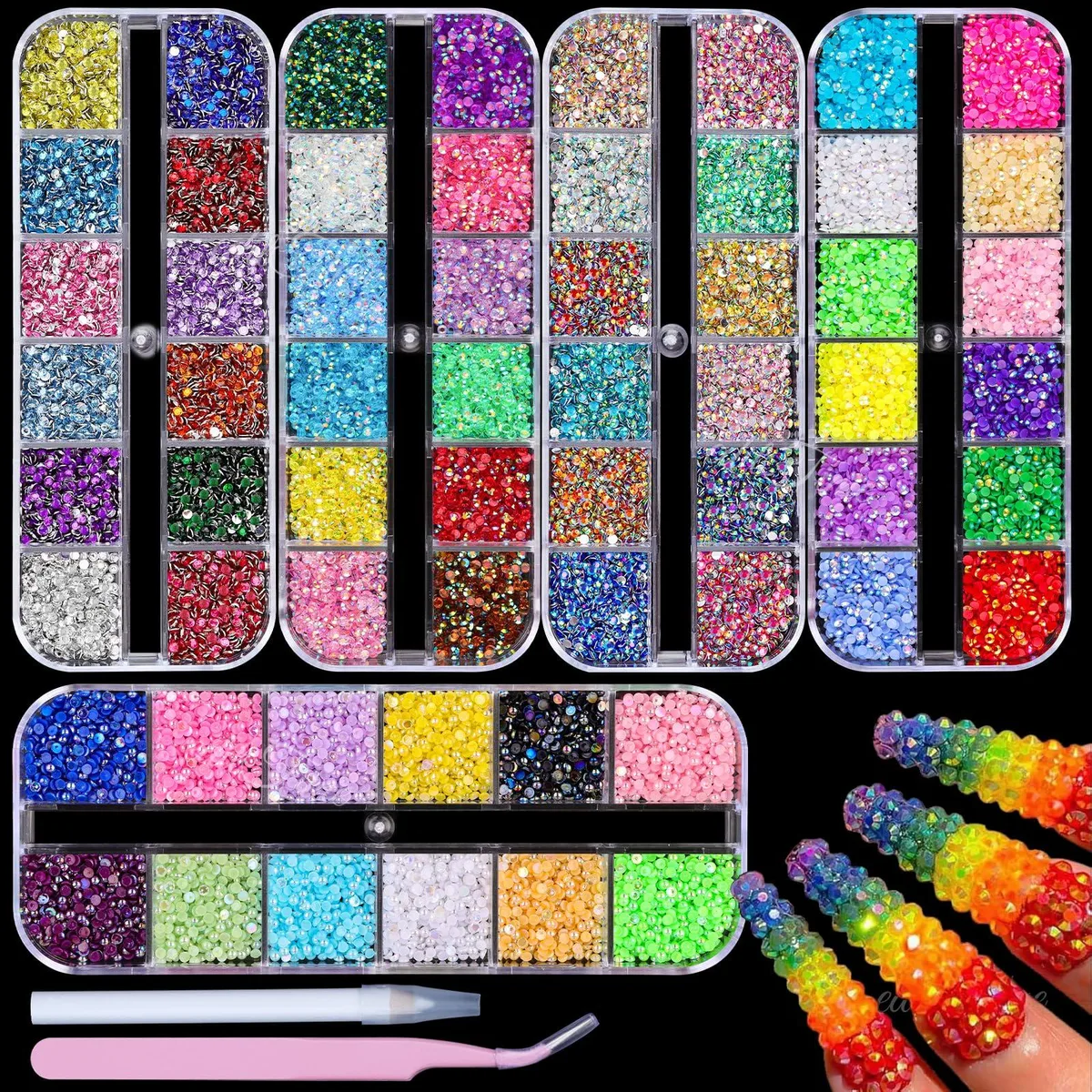 None Continuous None Continuous N-RHk5-1330 2mm Resin Rhinestones Kit 20000pcs 5 Boxes — product photo