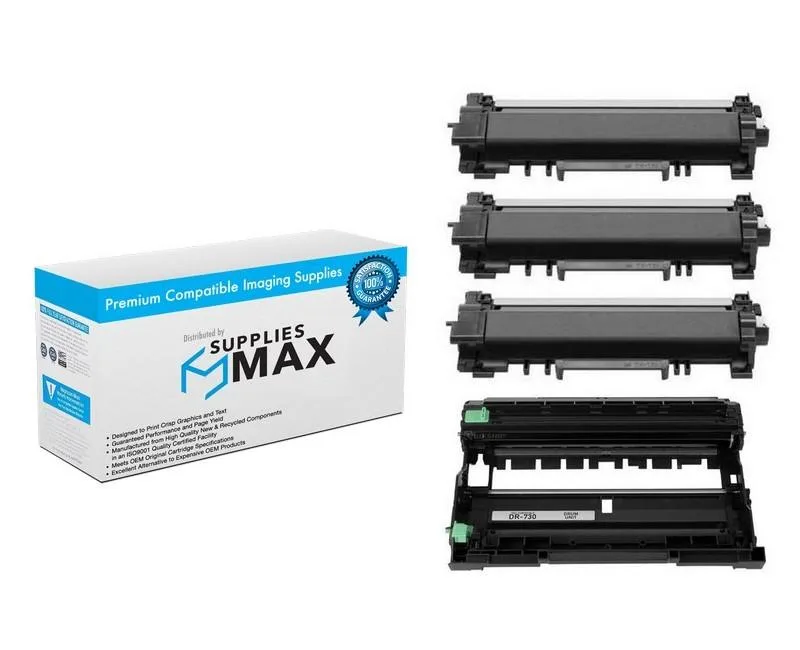 SuppliesMax SuppliesMax DR-730 Drum &amp; 3× TN-760J Toner Combo Pack — product photo