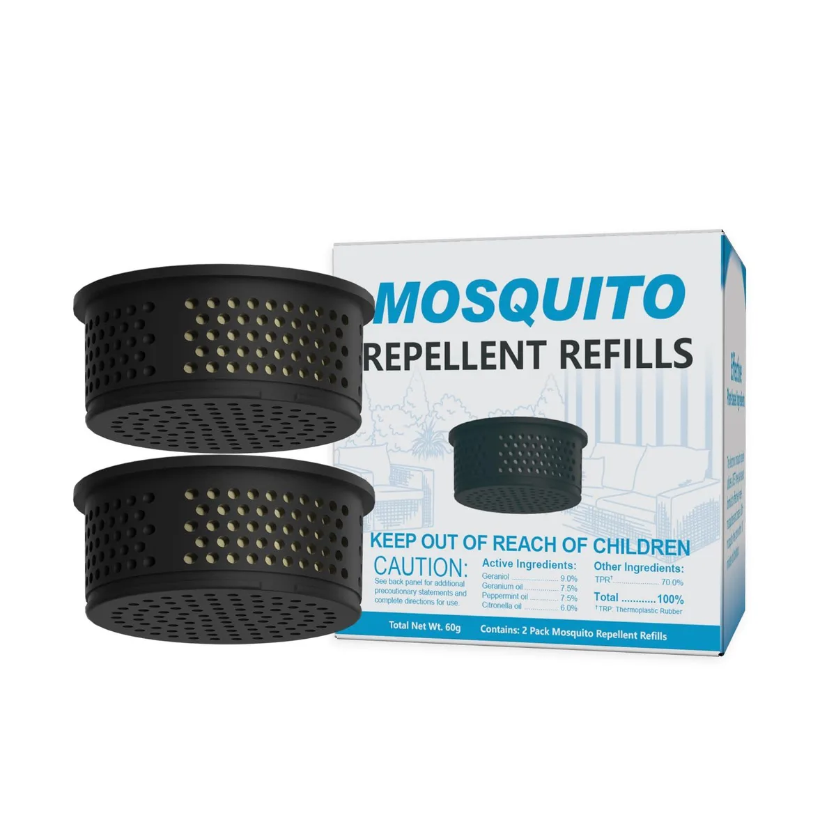 Two plant-based refill pods for Virine mosquito repeller, 480 hours total