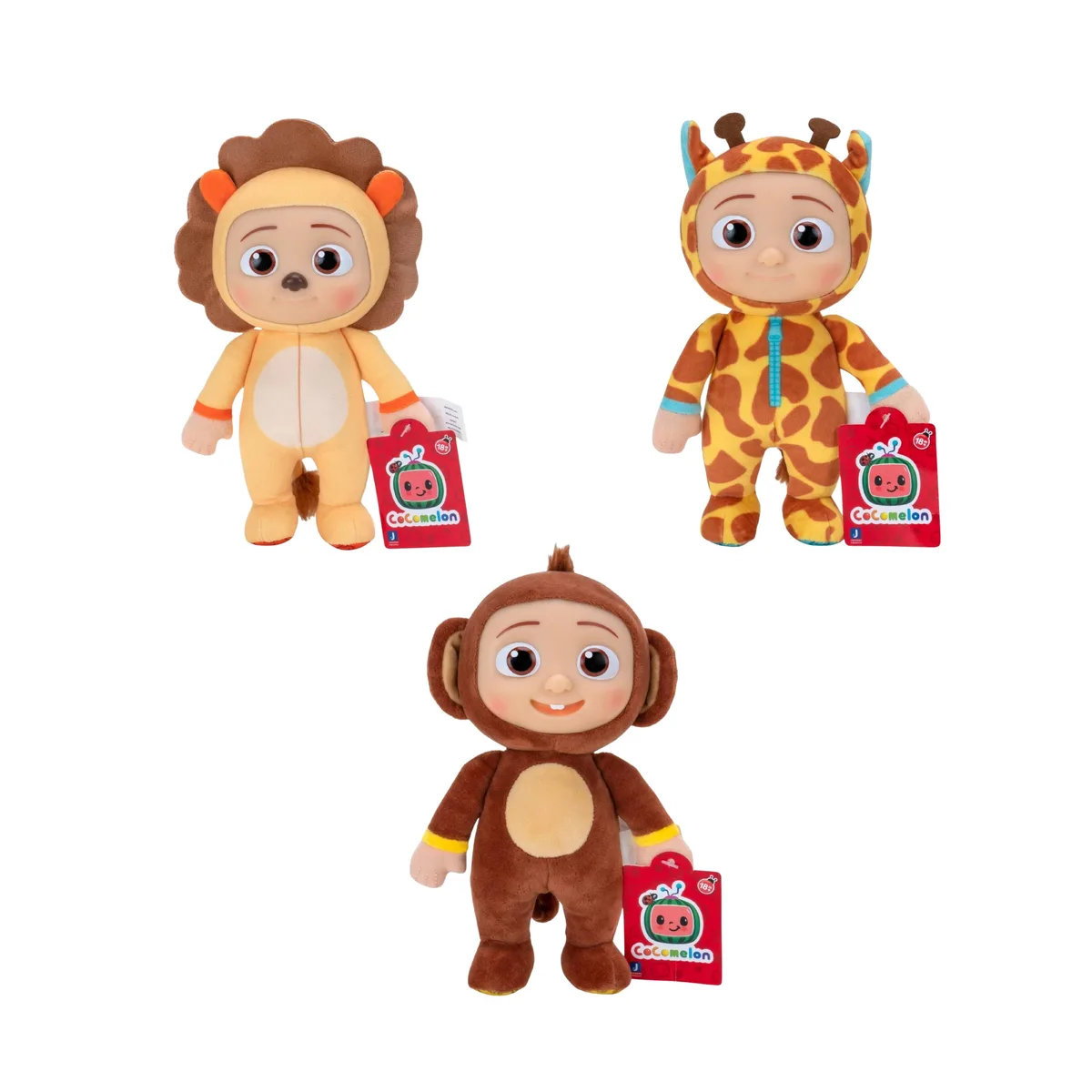 Jazwares Jazwares Cocomelon JJ Animal Plush Set 3 Lion Monkey Giraffe 8 — product photo