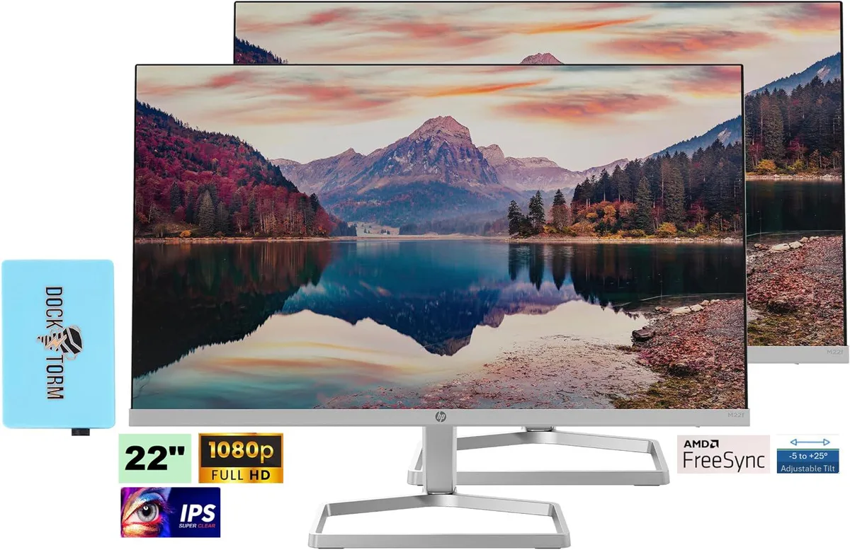 HP HP 22 inch IPS FHD 75Hz Monitor Bundle with Docztorm Dock 2 Pack — product photo