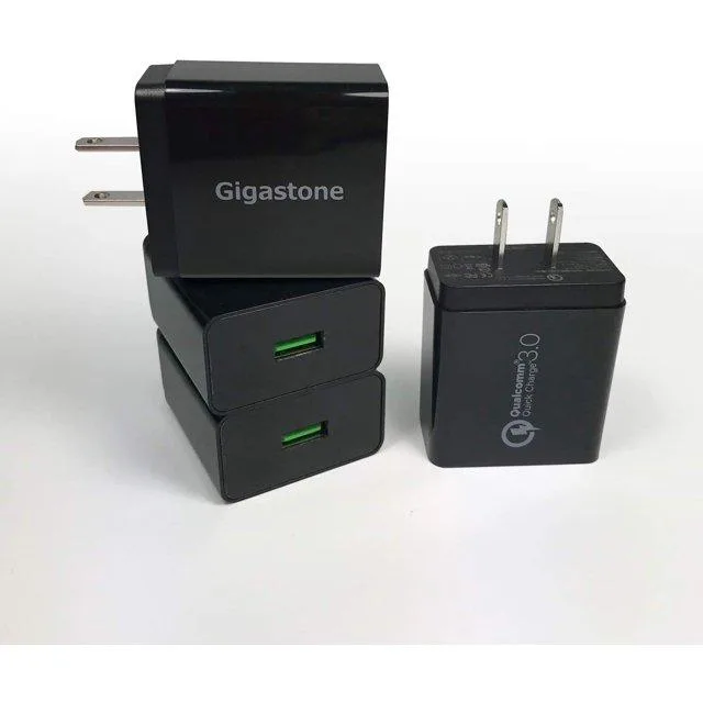 Gigastone Corporation Gigastone GA-8121W USB 18W QC 3.0 Wall Charger Black 4 Pack — product photo