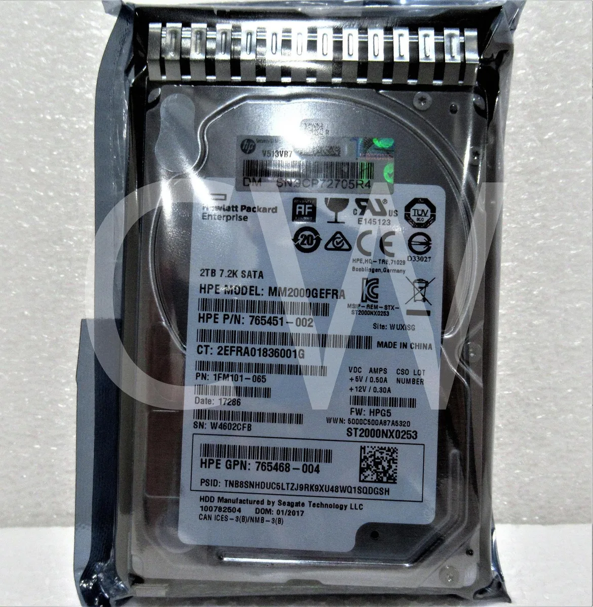 HPE HPE 765869-001 2TB 7.2K RPM 6Gb/s 2.5" SATA internal hard drive — product photo