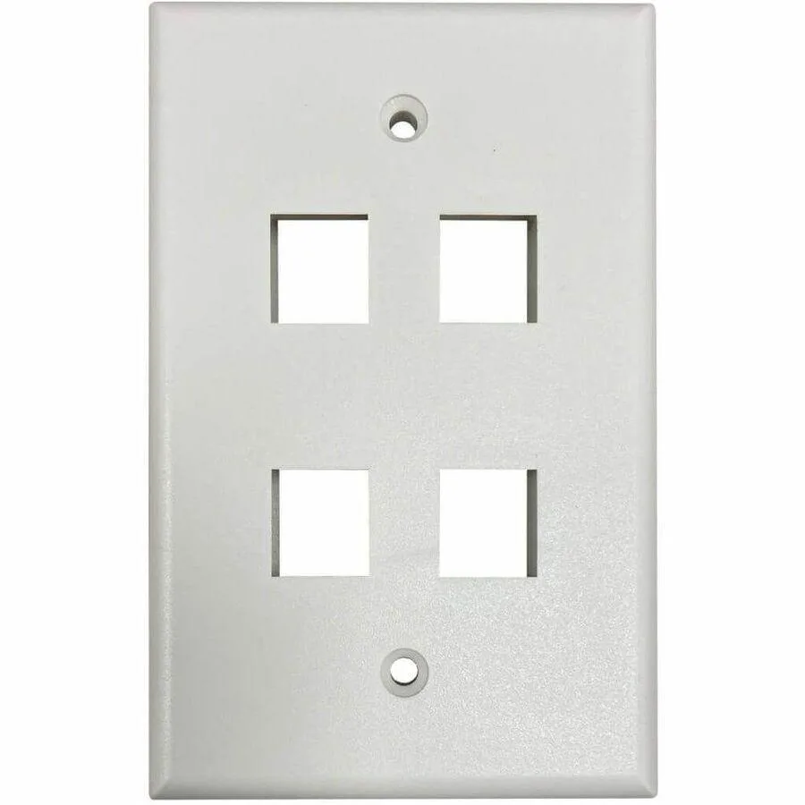 Ivory matte single-gang wall plate with four keystone ports