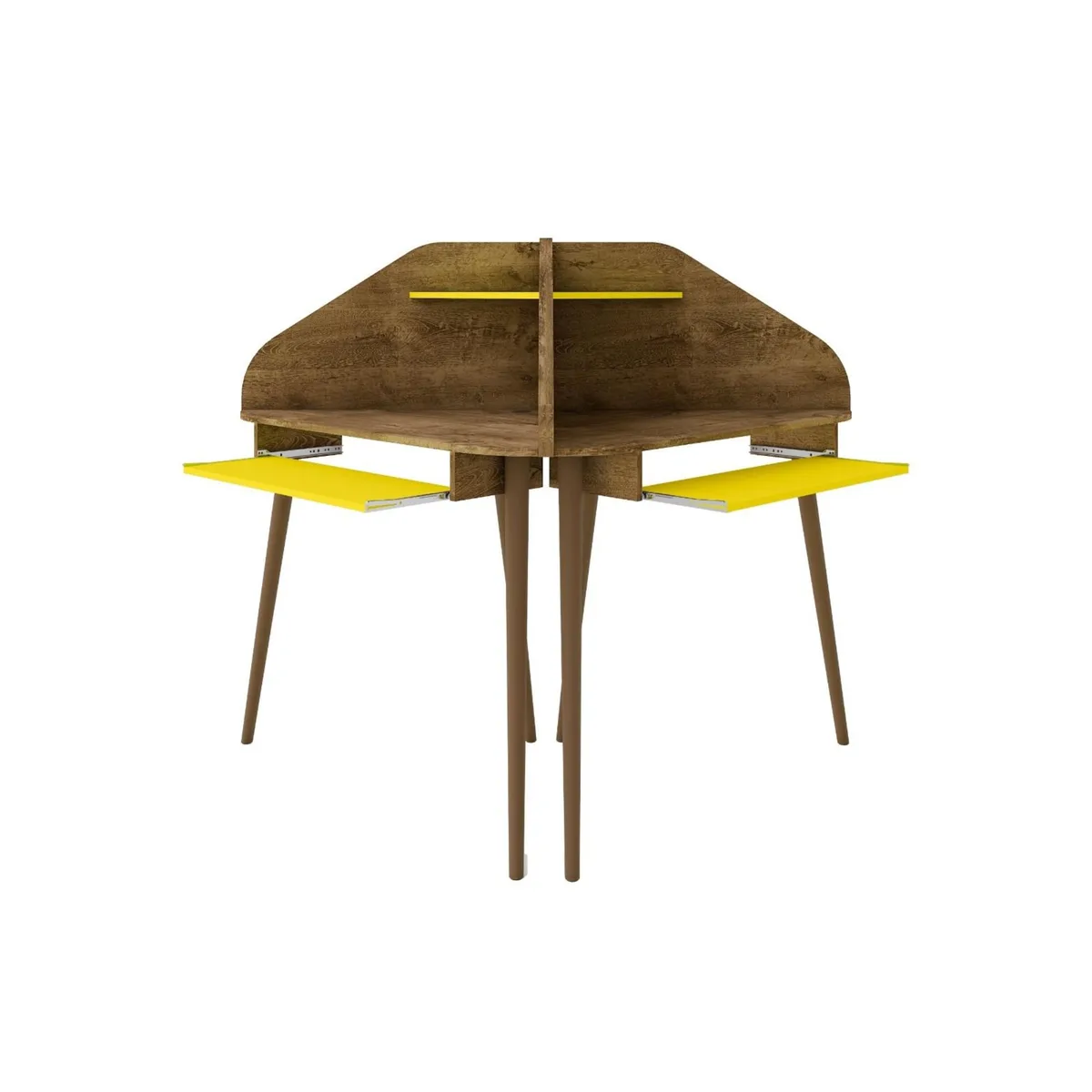 Manhattan Comfort Manhattan Comfort Bradley 2-Piece Cubicle Section Desk Rustic Brown Yellow — product photo
