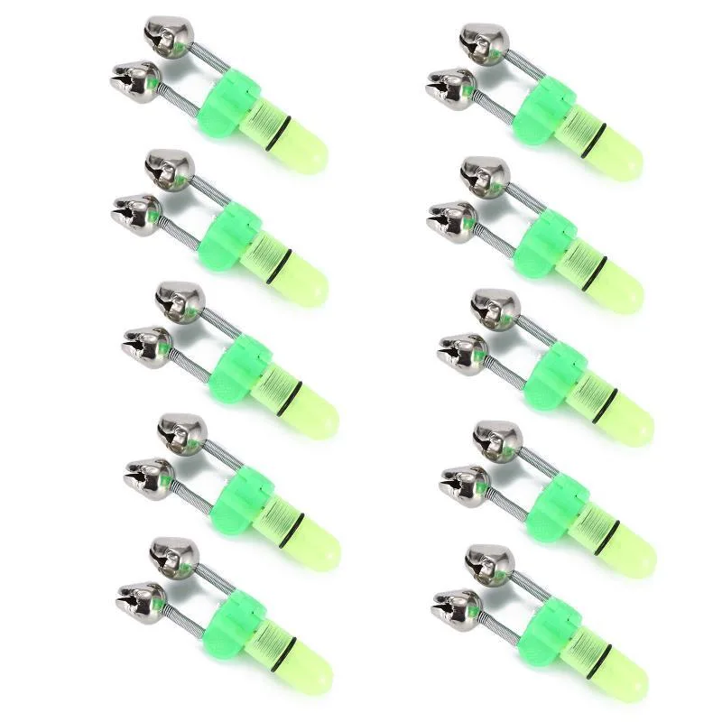 The Perfect Part The Perfect Part LED Bite Alarm 2 Bells Rod Tip Clip 10-Pack Green/Silver 70mm — product photo