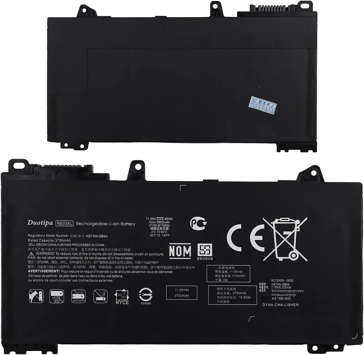 NShi NShi RE03XL 45Wh 11.5V 3750mAh laptop battery for HP ProBook 430 440 450 G6 zhan66 Pro 13 G2 HSTNN-OB1C — product photo