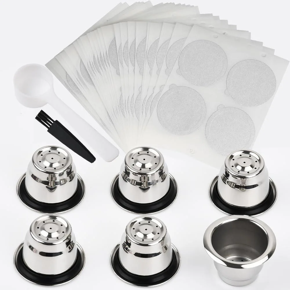  PHMEZLF Reusable Espresso Pods 6 Cups + 200 Lids Stainless Steel — product photo