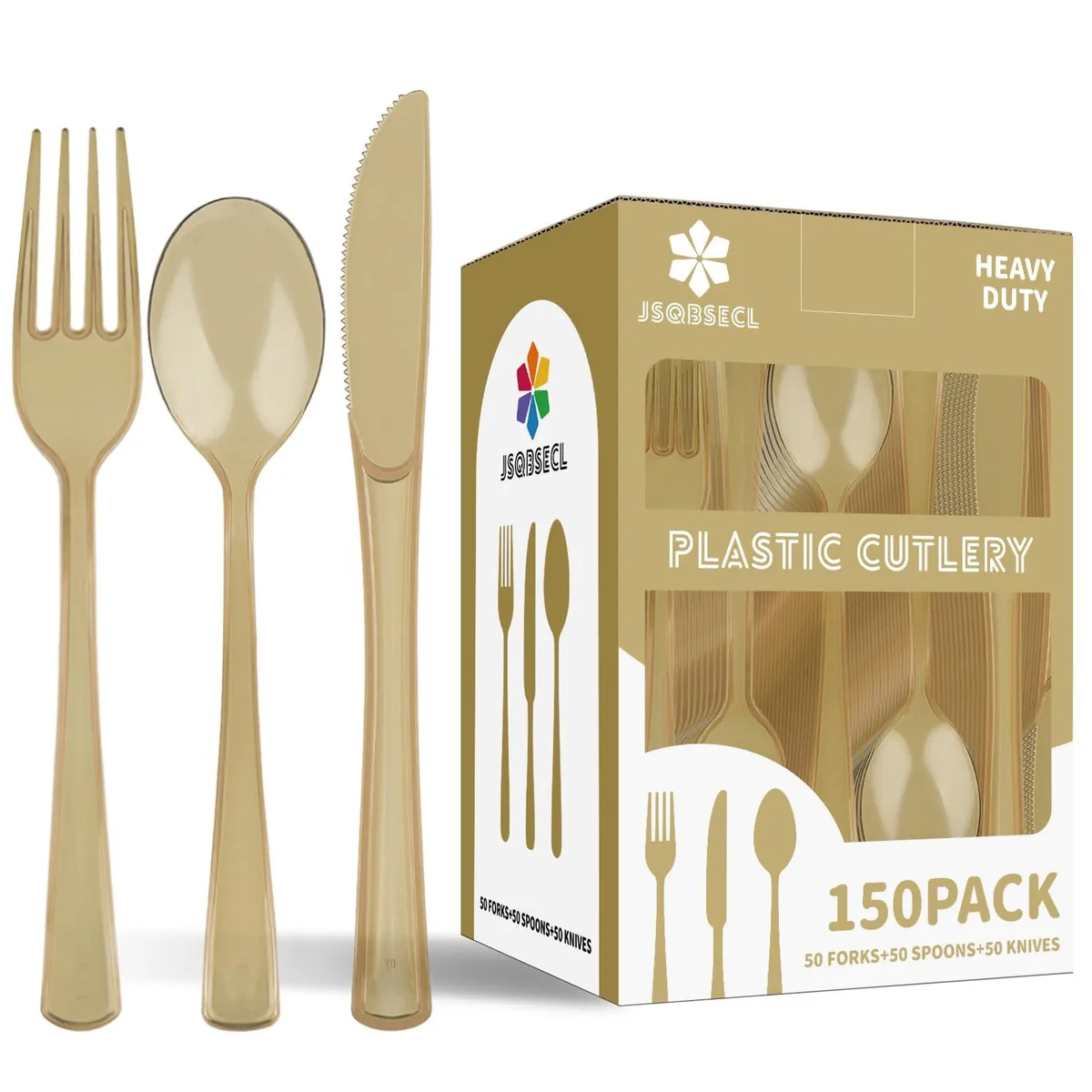 Clear plastic cutlery set, 150 pieces in bulk packaging