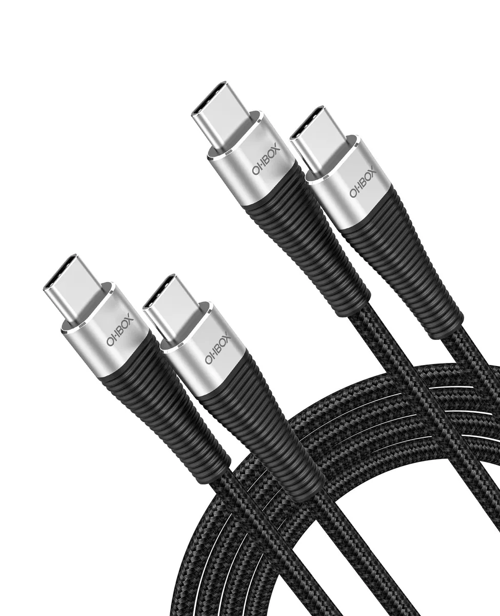  ohbox Samsung Gala USB-C to USB-C Cable 6 ft 100W 2-Pack Black — product photo
