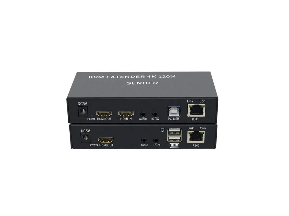 BUCIER BUCIER 4K HDTV 120M KVM Extender USB-A 3.5mm AUX CAT6 RJ45 US Plug — product photo