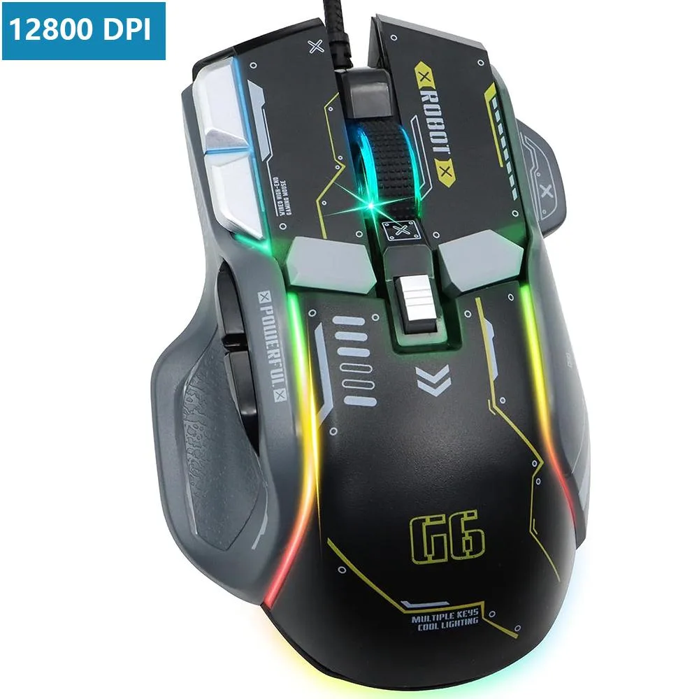 AUTYUE AUTYUE USB Wired Gaming Mouse 12800 DPI 10 Buttons Black — product photo